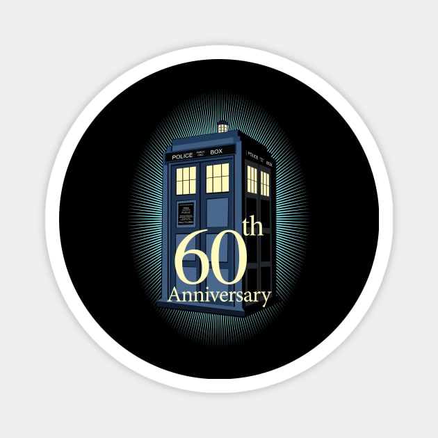 TARDIS 60TH ANNIVERSARY EDITION Magnet by KARMADESIGNER T-SHIRT SHOP